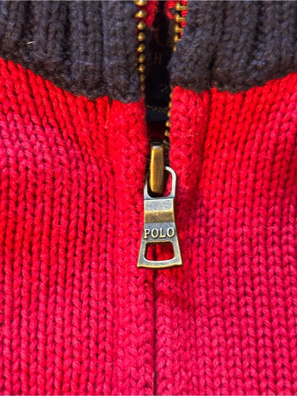 Polo Ralph Lauren Boys 2T Knit Magenta Red Navy Blue Quarter Zip Pony Sweater